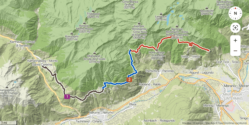 Map of the route from Katharinaberg to Hochmuth